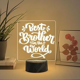 Gift Me Bazar Best Brother in The World Engraved Night Lamp | Birthday Gift for Brother from Sister | Rakshabandhan Gift for Bhai | Unique Gift for Brother | Warm White Light & USB Powered-image-25