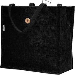 Button and Loop Eco Friendly Jute Bag with Wooden Button and Premium Cotton Handles-17