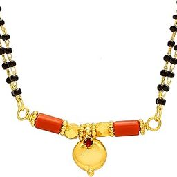 Missmister Gold plated Ruby Red CZ studded Red Single wati Mangalsutra for Women (MM1293MSSV)-21