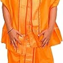 Ready To Wear Dhoti And Veshti Set With Woven Golden Border Art Silk-image-42