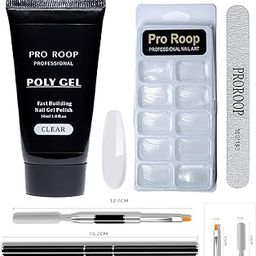 Poly Extension Gel Nail Kit Beginners Polygel Tube 30ml Nail Gel With Nail form Nail Dual Brush All-in-One Builder Nail Gel Kit for Women DIY at Home Nail Art. (Clear)-1