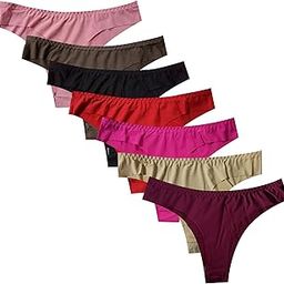 Women's Microfiber Low Rise No Show Thong Panties Pack Free Size Fits (26 to 32 Waist)-image-10
