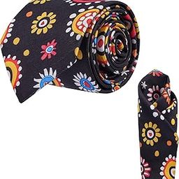 Men’s Black Tie and Pocket Square Set – Vibrant Retro Floral Pattern – Fun Necktie for Parties, Casual Events, and Fashion Statements-picture-46