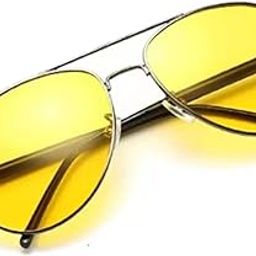 Yellow Aviator Polarized, UV Protection Lens with Black Frame Sunglasses, Goggles For Men's and Women's- Pack of 1-image-7