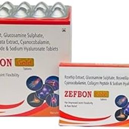 Zefbon Gold Tablets for Joint Flexibility and Pain Relief with Rosehip Extract, Glucosamine Sulphate, Collagen Peptide 10 tablet Pack of 2-image-17
