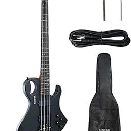 Kadence Headless Premium Electric Bass Guitar – 4-String, Designer Cutout Body in Matt Black, Ash Wood, Maple Neck, Rosewood Fingerboard, Alnico Pickups – Includes Gig Bag, Cable and Allen key-picture-29