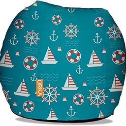 Orka Digital Printed Artificial Leather Sailor Theme Kids Bean Bag Cover-picture-18
