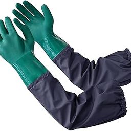 Coopache Full Arm Rubber Gloves, 25" Long Sleeve Waterproof Pond Gloves, Chemical Resistant Gloves Reusable for Men and Women Green & Blue, Large-image-69