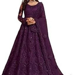Women's Net Embroidered Semi-Stitched Lehenga Choli And Dupatta Set (Free Size)-picture-1