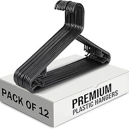 NAVIN HANGERS | Pack of 12, Black Plastic Hanger for Coats, Shirts, Jackets, Pants, Sarees | with Hooks for Bras & Camisol-image-41
