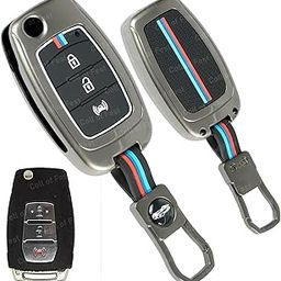 Coll of Fest® Metal Silicon Key Cover Compatible for Mahindra XUV300, Alturas G4 Flip Smart Key Cover Metal & Silicon Protection Special Feature Visible in Low-Light Conditions-0