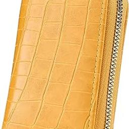 Women's Card Holder Wallet Vegan Leather Card Holder Compact Ladies Purse with 9 Card Slots, and RFID Blocking | Zip Closure | Mini Purse for Women (Yellow)-image-100