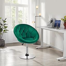 Oakcraft Velvet Vanity Chair Makeup Swivel Accent Chair Height Adjustable Round Back Tilt Chair with Chrome Frame for Makeup Room, Living Room,-image-10
