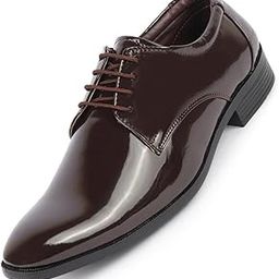 Men's Patent Leather Party Party Wedding Pointed Toe Lace Up Derby Shoes-image-19
