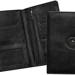 Genuine Leather Black Passport Holder Wallet for Men and Women,Unisex RFID Protected Long Document Holder,Card Holder for Women (8119IA)-image-77