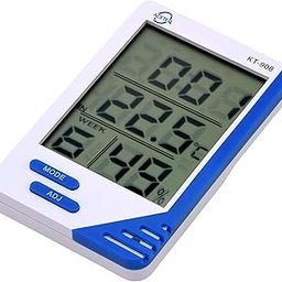 Thermocare Plastic Digital Room Thermometer With Humidity Indicator And Clock, White, Pack of 1-10
