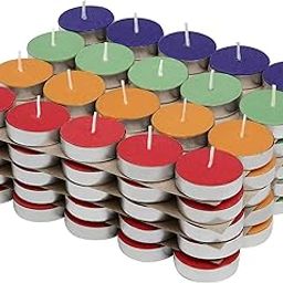 Soniya Enterprises AGNO Tealight Branded Diwali Diya Colored Wax Tealight Candles (Set of 100, Unscented) 100 Tea Lights Multicolour Colour-1