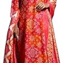 Women Bandhani Printed V Neck Kurta with Trouser & Dupatta-42