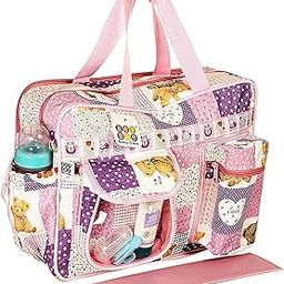 GOURAVSUMANA Baby Diaper Nappy Changing Bag Mummy Bag Handbag Mamma Bag New Baby Diaper Bag (0-24 Months) Pack of 1 (Pink)-23