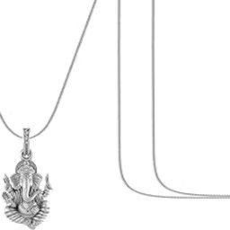 Akshat Sapphire Sterling Silver (92.5% purity) God Ganesha Chain Pendant for Men & Women Pure Silver Lord Ganapathy Chain Locket for Good Health & Wealth-image-12