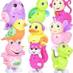 GRAPHENE Wind-Up Key Operated Colorful Jumping Animal & Bird Toys for Kids – Duck, Monkey, Dinosaur, Sparrow Moving Crawling Toys for Toddlers & Infants (1-5 Years) – Multicolor Set of 3-7