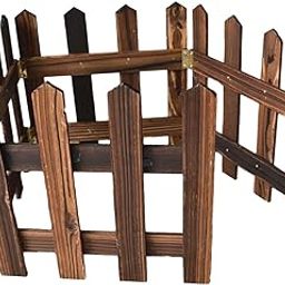 MYADDICTION Picket Fence Decorative Sturdy Wooden Garden Fence for Garden Yard Pool Lawn Brown Height 30cm-image-8