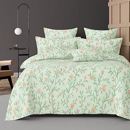 BSB HOME 300 TC Microfiber XXL Soft Cotton Super King Size Bedsheet for Double Bed, King Size 108 Inches X 108 Inches, 9 Feet, 275 X 275 cm with 2 Large Size Pillow Covers - Mint Green Soft Pink-image-59