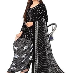 PGF women's printed crepe unstitched black suit salwar with dupatta-image-30