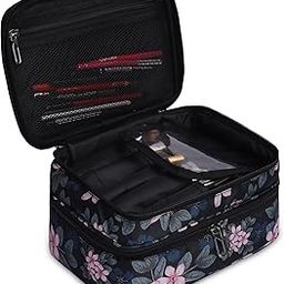 BAWALY Professional Makeup Pouches for Women, Cosmetic Makeup Organizer Storage Organizer Travel Toiletry Vanity Bag with Big Compartment, Makeup Brush Holder Portable Waterproof (FT-08)-image-44