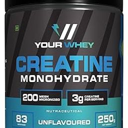 YOURWHEY Creatine Monohydrate Powder 3g Creatine Per Serving 200 Mesh MicronIized Laboratory Tested No Bloating ISO & GMP Certified Improve Atheletic Performance Unflavoured Serving 83 | 250 Gm-image-18