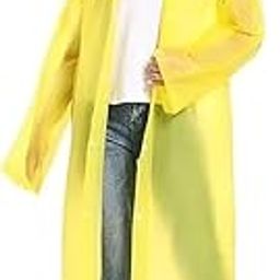 Long Raincoat with Hood, 119 cm Length, 100% Waterproof, Yellow, Snap Button Closure, Wide Cuff Design-image-75