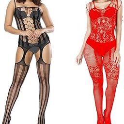 Pack of 2 Women's Polyamide & Spandex Floral Full Length Baby doll Black Free Size-image-72
