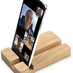 XSOURCE Wooden Mobile Stand – Natural Wood Cell Phone Holder for Desk, Table & Nightstand- Desktop Mobile Phone Dock, Video Call and Media Viewing Stand-picture-11
