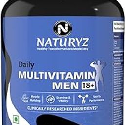 NATURYZ Daily Multivitamin Men 18+ with Highest 60 Nutrients (Vitamins, Minerals, Amino acids, Enzymes, Antioxidants, Herbal Extracts with Omega 3) and 11 Performance Blends for Muscle growth, Strength & Immunity- 60 Tablets-10