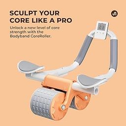 Automatic Rebound Ab Roller with Elbow Support, Double Wheel Design, LCD Display, Knee Pad Included-1