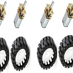 SP Electron DC 3.7V-6V 100 Rpm N20 Micro Metal Gear motor with 43mm wheel for RC Car Robot Toys (Pair of 4)-19