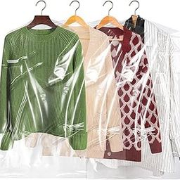 HASTHIP® 30pcs Plastic Hanging Garment Bag, Transparent Clothing Dustproof Cover for Clothes Universal Size Clothes Cover 23.6 x 35.4 in-11