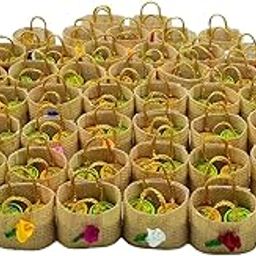 Soul Artisan Thamboolam Return Gift Set (Pack of 50) Traditional handmade small Jute bag with Haldi and Kumkum Powder - Tamboolam For Religious Ceremony Varalakshmi Pooja and function | Pack of 50-11