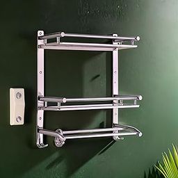 Hindware Bathroom Accessories 3-Layer Multi-Purpose Shelf | Made of Stainless Steel | Foldable & Convenient | Space Saving-image-23