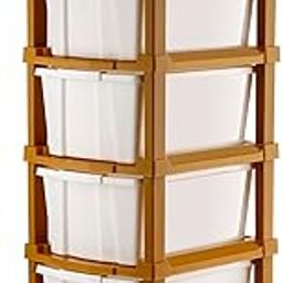AZZOTE Plastic Drawer Organizer Self Standard Rectangular Multi Purpose Modular Drawer System Large Chest of Drawer Organizer for Home Office,Product Dimension When assembeled(5 Layer, White)-image-6