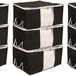 Kuber Industries 9 Piece Non Woven Underbed Storage Organiser Set, Extra Large, Black (CTSN049)-17