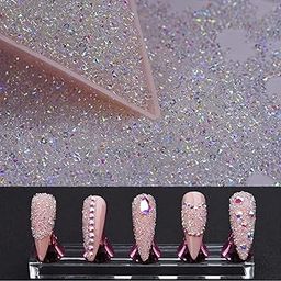 8000Pcs Ultra Mini 1.2mm Nail Rhinestones Sand Nail Micro Diamond AB Shine Like Swarovski Crystals for Nail Art 3D Decorations DIY Crafts With 2Pcs Triangle Trays (Clear AB)-image-11