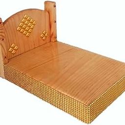Wooden Bed for Laddu Gopal Ji Pine Wood Original Color Durable Bed for Kanha Ji with 2 Pillows-image-54
