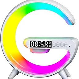 The Decor Affair 1 Pcs Celestial Harmony G-Shape RGB Light Bluetooth Speaker - The Enlightened Smart Alarm Clock for Bedroom Bliss.-image-24