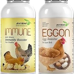 AVISHI EGGON + Immune Poultry Supplement Combo | Boost Egg Quality, Relieve Egg Binding & Support Immunity | Bioavailable Mineral & Anti-Stress Formula for Layer Hens & Birds | 250 Ml + 250Ml-image-49