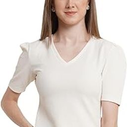 Casual Solid Puff-Sleeves Crop Top for Women || V-Neck Crop Top for Women || Half-Sleeves Summer Crop Top for Women || Crop Tops for Women Latest Fancy Crop Top for Women-image-12