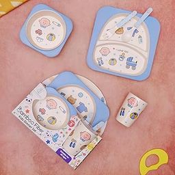 The Bamboo Co ® Kids/Baby Feeding/Dinner Set of 5 |Kids Crockery Set Tableware |Baby Utensils and Dishes Set | Eco-Friendly |Organic & Natural (Bubbly Baby)-image-106