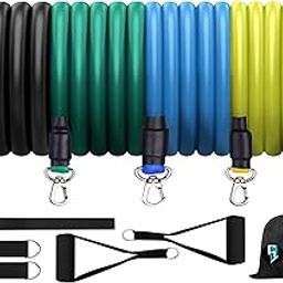 ALN® Resistance Bands Set (11pcs), Exercise Bands with Door Anchor, Foam Handles, Carry Bag, Legs Ankle Straps for Resistance Training, Physical Therapy, Home Workouts for Men and Women-image-105