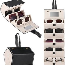 Travel Sunglass Organizer 4/5 Slots,Sunglass Case for Multiple Sunglasses,Leather Glasses Case Storage for Women Men-18