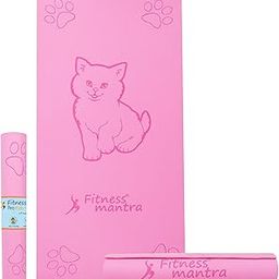 Fitness Mantra® Pro Kids Cat Design Yoga Mat with Carrying Strap for Children Workout [2 * 4 feet Size, Pink Color, Kitty Meow]-28